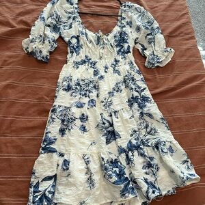 Floral Blue and White Women's Dress